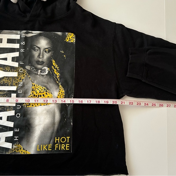 Aaliyah Hot like Fire Long Sleeve Semi Cropped Hooded Cotton Blend Sweater M - Picture 9 of 9